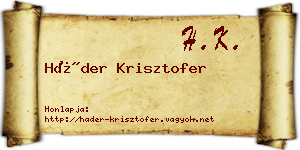 Háder Krisztofer névjegykártya